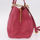Miu Miu Vittello Caribbean Hand Bag Leather 2way Pink Gold Auth BA13942A-4