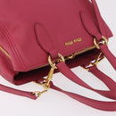 Miu Miu Vittello Caribbean Hand Bag Leather 2way Pink Gold Auth BA13942A-6