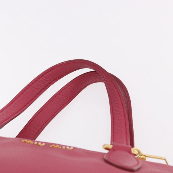 Miu Miu Vittello Caribbean Hand Bag Leather 2way Pink Gold Auth BA13942A
