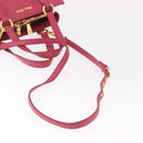 Miu Miu Vittello Caribbean Hand Bag Leather 2way Pink Gold Auth BA13942A-8