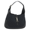 GUCCI GG Canvas Jackie Shoulder Bag Black Silver 001.3306 Auth BA13943-1