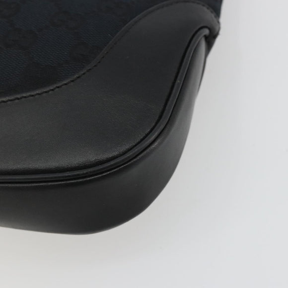 GUCCI GG Canvas Jackie Shoulder Bag Black Silver 001.3306 Auth BA13943