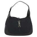 GUCCI GG Canvas Jackie Shoulder Bag Black Silver 001.3306 Auth BA13943-2