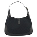 GUCCI GG Canvas Jackie Shoulder Bag Black Silver 001.3306 Auth BA13943-3