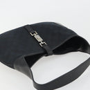 GUCCI GG Canvas Jackie Shoulder Bag Black Silver 001.3306 Auth BA13943-6