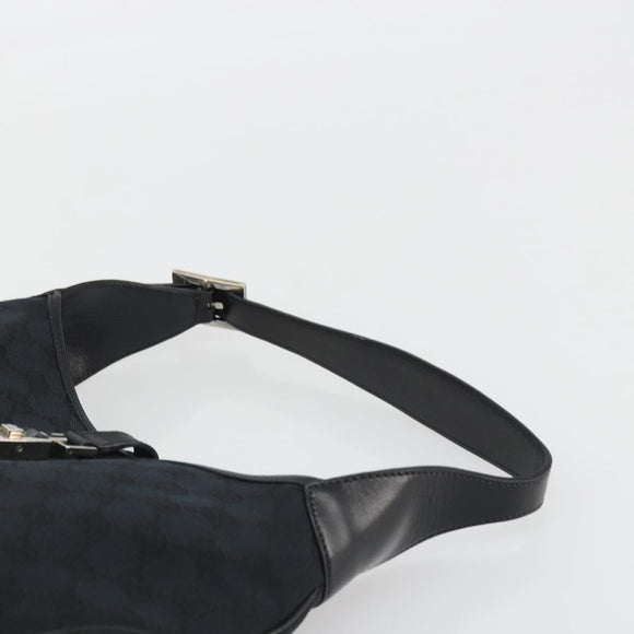GUCCI GG Canvas Jackie Shoulder Bag Black Silver 001.3306 Auth BA13943
