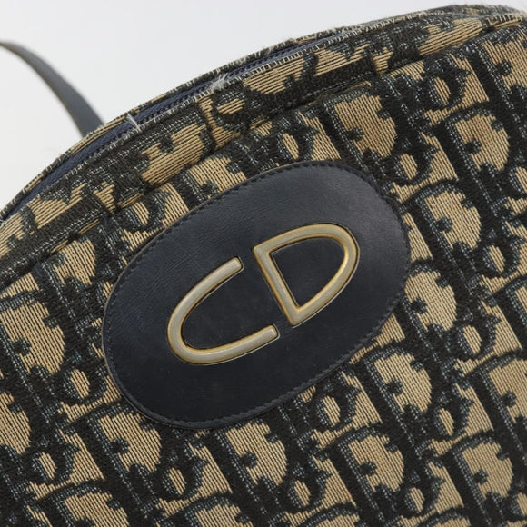 Christian Dior Trotter Canvas Shoulder Bag Navy Gold Auth BA13955