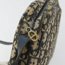 Christian Dior Trotter Canvas Shoulder Bag Navy Gold Auth BA13955-10