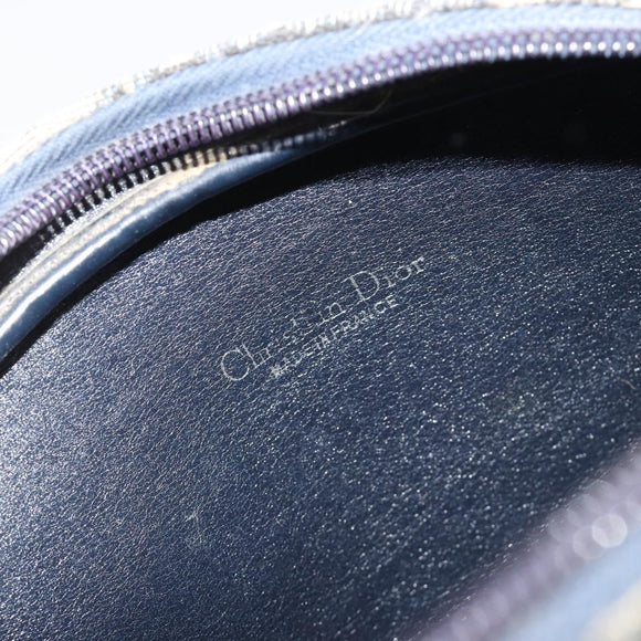 Christian Dior Trotter Canvas Shoulder Bag Navy Gold Auth BA13955