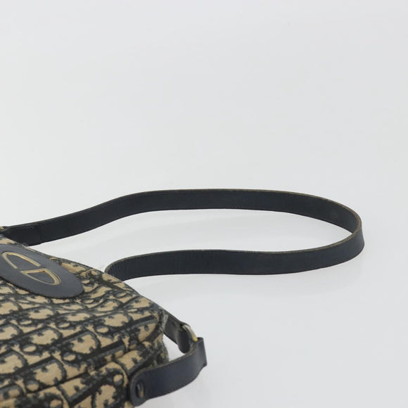 Christian Dior Trotter Canvas Shoulder Bag Navy Gold Auth BA13955