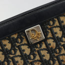 Christian Dior Trotter Canvas Shoulder Bag Navy Gold Auth BA13956-18