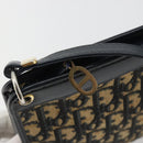Christian Dior Trotter Canvas Shoulder Bag Navy Gold Auth BA13956-10