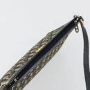 Christian Dior Trotter Canvas Shoulder Bag Navy Gold Auth BA13956-6