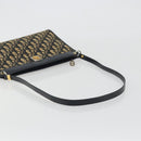 Christian Dior Trotter Canvas Shoulder Bag Navy Gold Auth BA13956-7