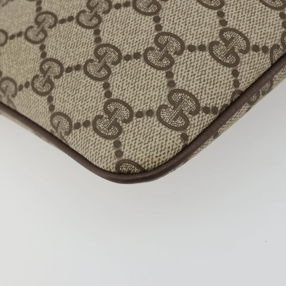 GUCCI GG Supreme Shoulder Bag PVC Leather Beige Gold Auth BA13957