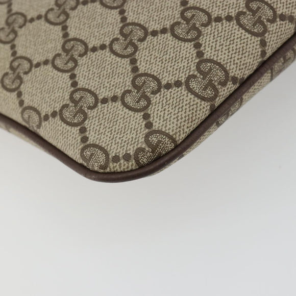 GUCCI GG Supreme Shoulder Bag PVC Leather Beige Gold Auth BA13957