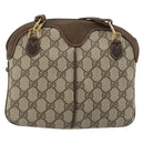 GUCCI GG Supreme Shoulder Bag PVC Leather Beige Gold Auth BA13957-2