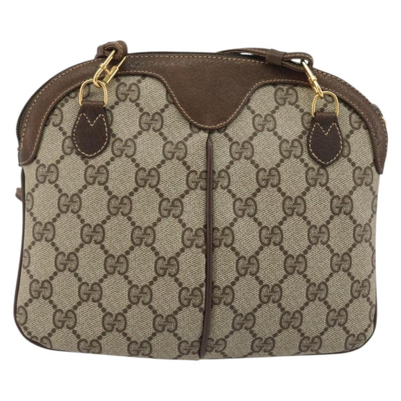 GUCCI GG Supreme Shoulder Bag PVC Leather Beige Gold Auth BA13957