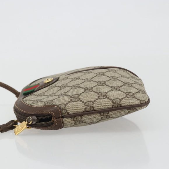 GUCCI GG Supreme Shoulder Bag PVC Leather Beige Gold Auth BA13957