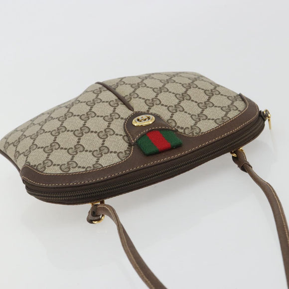 GUCCI GG Supreme Shoulder Bag PVC Leather Beige Gold Auth BA13957