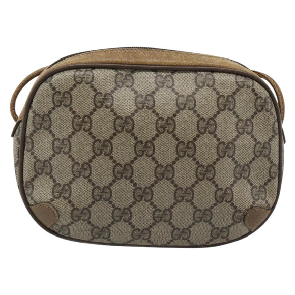 GUCCI GG Supreme Shoulder Bag PVC Leather Beige Gold Auth BA13958