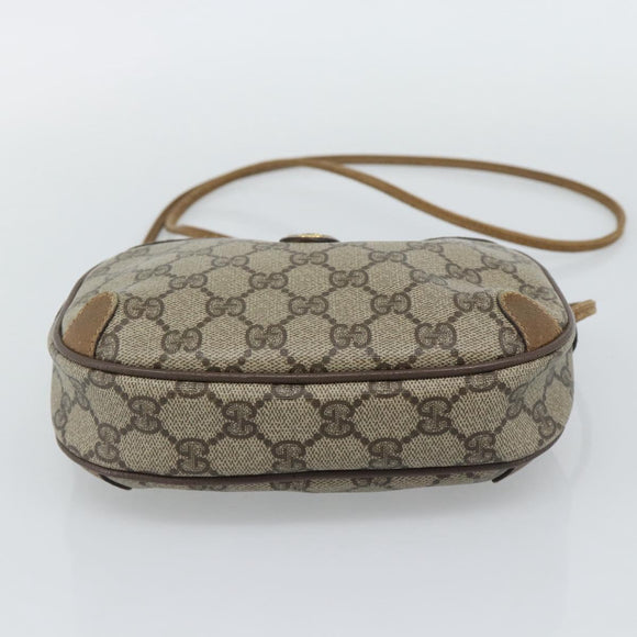 GUCCI GG Supreme Shoulder Bag PVC Leather Beige Gold Auth BA13958