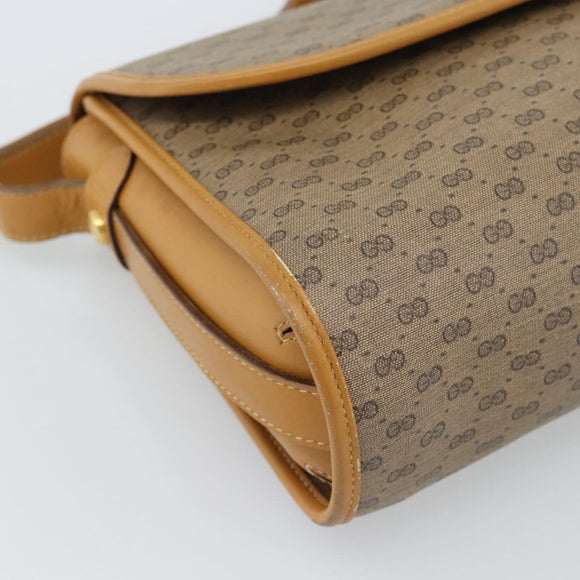 GUCCI Micro GG Shoulder Bag PVC Leather Beige Gold Auth BA13960