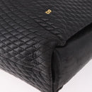 BALLY Chain Tote Bag Leather Black Gold Auth BA13962-14