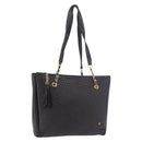 BALLY Chain Tote Bag Leather Black Gold Auth BA13962-1