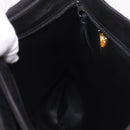 BALLY Chain Tote Bag Leather Black Gold Auth BA13962-22
