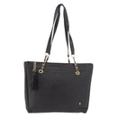 BALLY Chain Tote Bag Leather Black Gold Auth BA13962-13