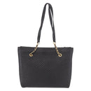 BALLY Chain Tote Bag Leather Black Gold Auth BA13962-2
