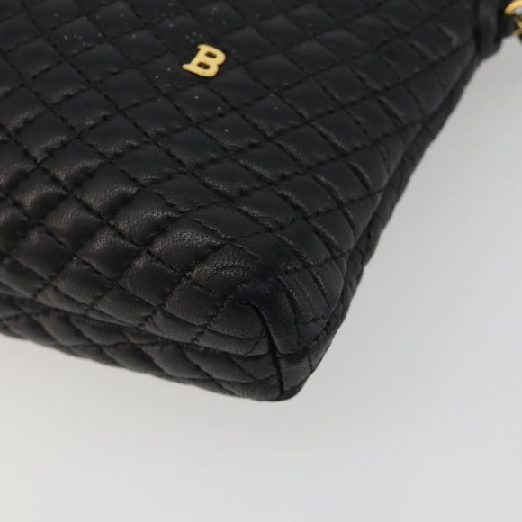 BALLY Chain Shoulder Bag Leather Black Gold Auth BA13963A