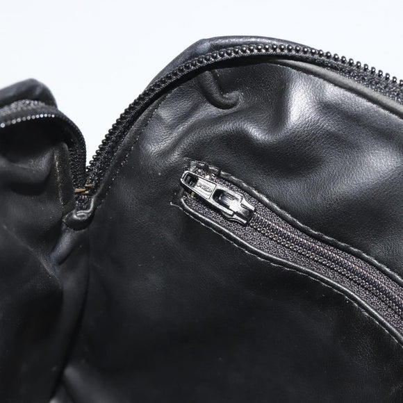 BALLY Chain Shoulder Bag Leather Black Gold Auth BA13963A