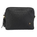 BALLY Chain Shoulder Bag Leather Black Gold Auth BA13963A-13