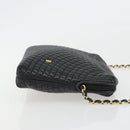 BALLY Chain Shoulder Bag Leather Black Gold Auth BA13963A-3