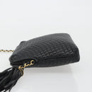 BALLY Chain Shoulder Bag Leather Black Gold Auth BA13963A-4