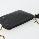 BALLY Chain Shoulder Bag Leather Black Gold Auth BA13963A-6