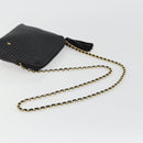 BALLY Chain Shoulder Bag Leather Black Gold Auth BA13963A-7