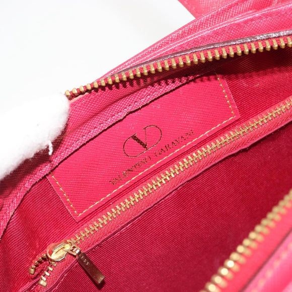 VALENTINO Hand Bag Leather Red Gold Auth BA13964