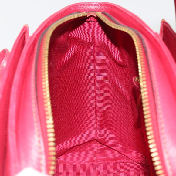 VALENTINO Hand Bag Leather Red Gold Auth BA13964