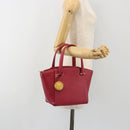 VALENTINO Hand Bag Leather Red Gold Auth BA13964-24