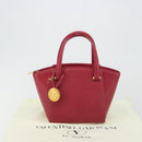 VALENTINO Hand Bag Leather Red Gold Auth BA13964-25