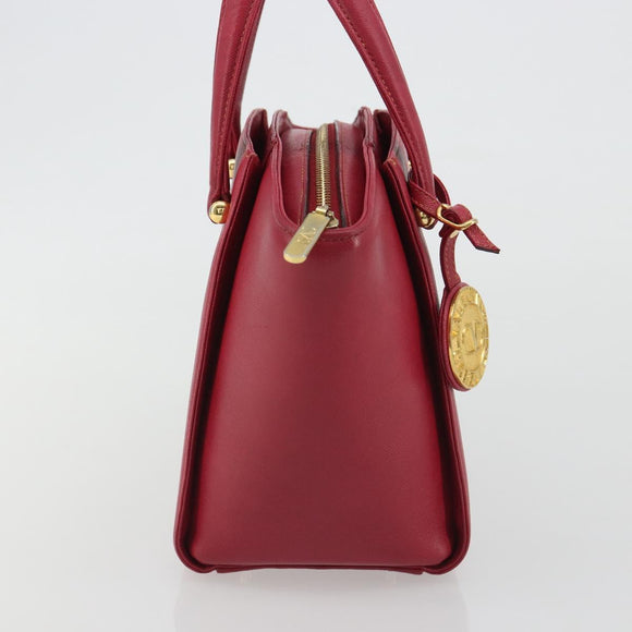VALENTINO Hand Bag Leather Red Gold Auth BA13964