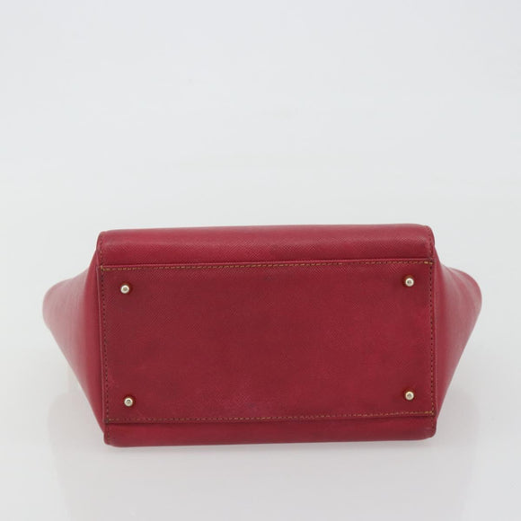 VALENTINO Hand Bag Leather Red Gold Auth BA13964