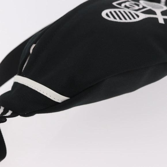 CHANEL Chanel Sports Waist bag Canvas Black White CC Auth BA13965