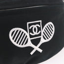 CHANEL Chanel Sports Waist bag Canvas Black White CC Auth BA13965-15