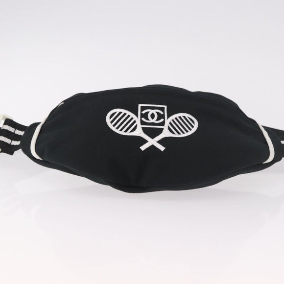 CHANEL Chanel Sports Waist bag Canvas Black White CC Auth BA13965