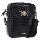 VERSACE Shoulder Bag Leather Black Silver Auth BA13966V-1