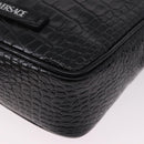 VERSACE Shoulder Bag Leather Black Silver Auth BA13966V-14